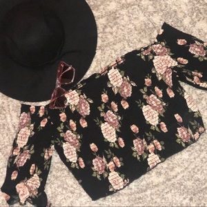 Off The Shoulder Floral Crop Top